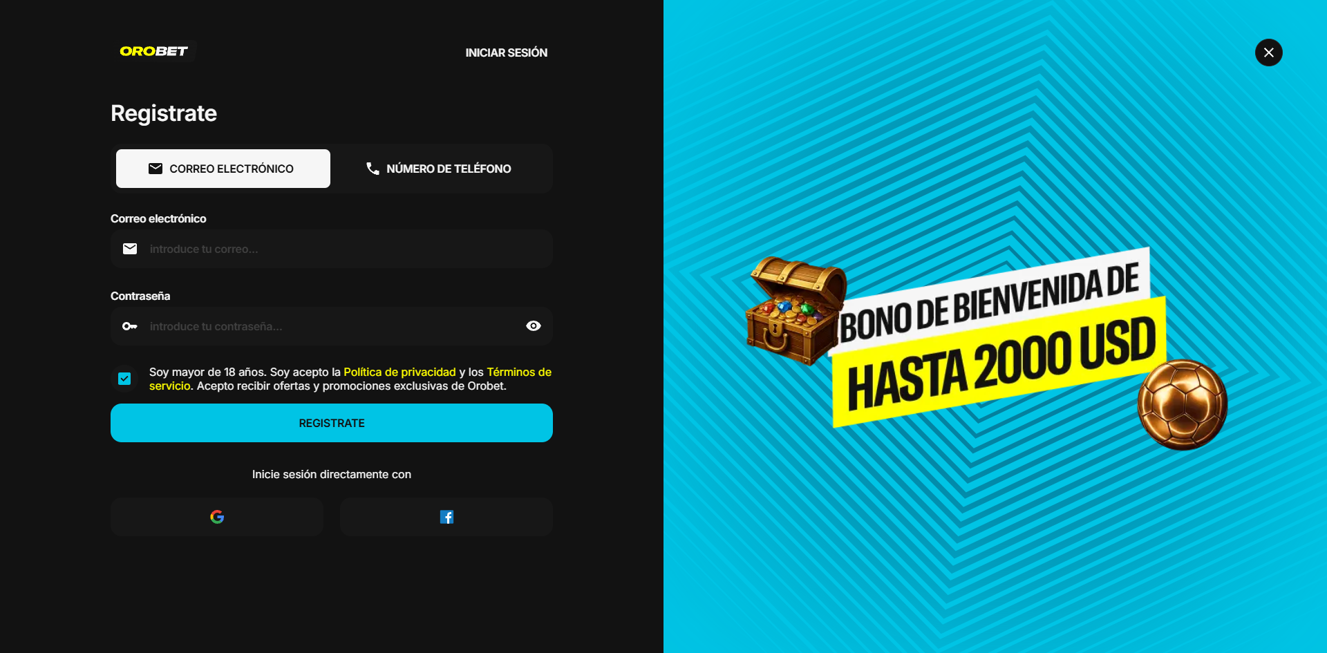 Registro en Orobet Casino
